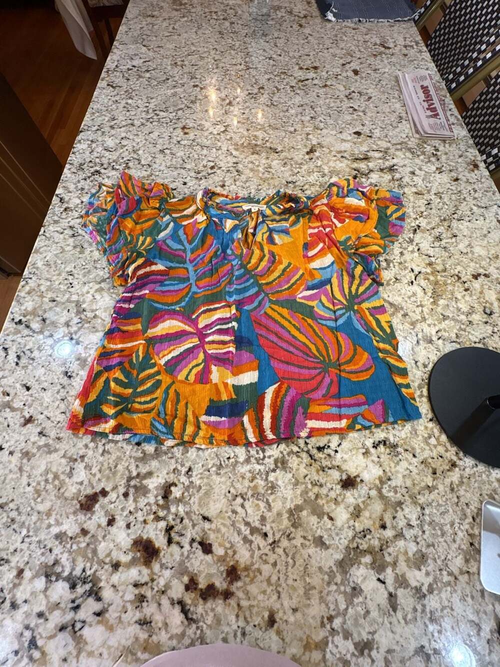Christian Siriano Tropical Gauzy Resort Beach Top Size S Multicolor Rayon